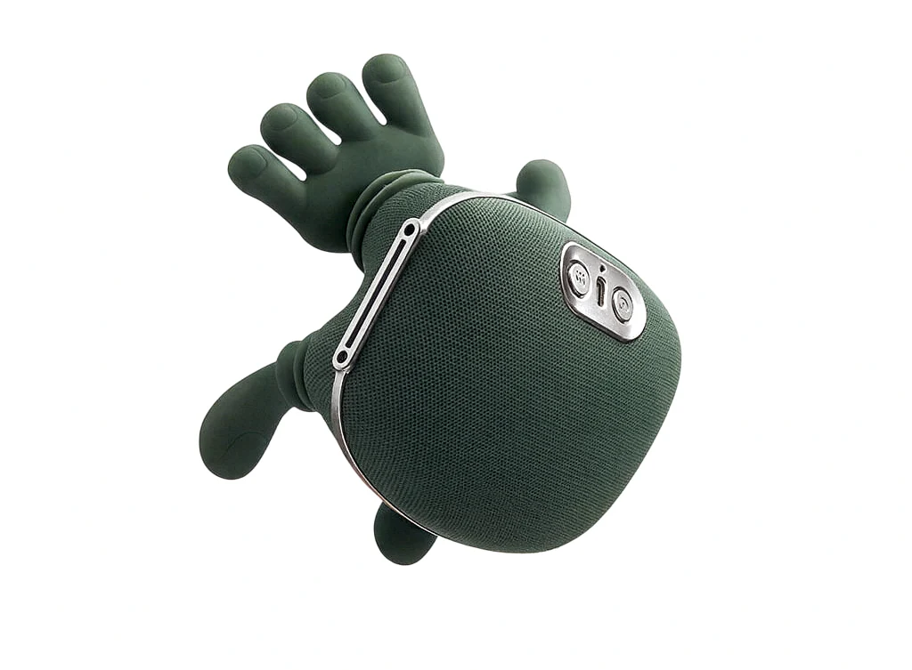 Green octopus-shaped Bluetooth speaker on a white background